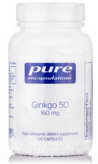 Гинкго Билоба, Ginkgo Biloba, Pure Encapsulations, для памяти и внимания, 160 мг, 120 капсул