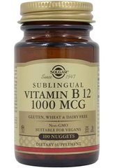 Вітамін В12 (ціанокобаламін), Vitamin B12 Sublingual, Solgar, 1000 мкг, 100 таблеток