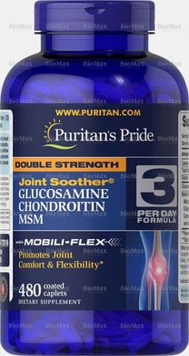 Для суглобів, Double Strength Glucosamine, Chondroitin MSM, Puritan's Pride, 480 капсул