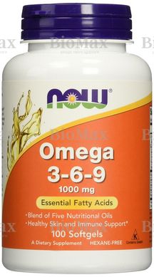 Омега 3 6 9, OMEGA 3-6-9, Now Foods, 1000 мг, 100 капсул