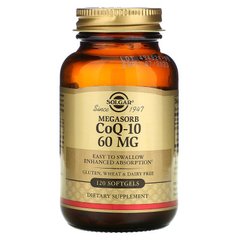 Коэнзим Q10 Мегасорб, CoQ-10, Solgar, дополненный, 60 мг, 120 капсул