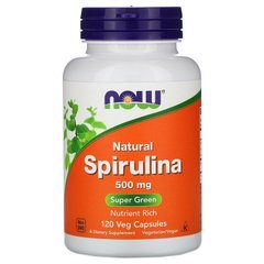 Спирулина, Spirulina, натуральная, Now Foods, 500 мг, 120 капсул