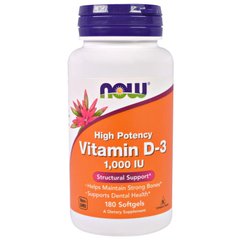 Вітамін Д-3, Д3, Vitamin D-3, D3, Now Foods, 1000 МО, 180 капсул