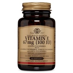 Витамин Е, Vitamin E, Solgar, 67 мг, (100 МЕ), 100 капсул