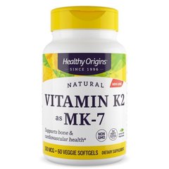 Витамин K2 в форме MK7, Vitamin K2 as MK-7, Healthy Origins, 100 мкг, 60 капсул