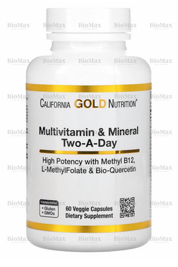 Мультивитамины и минералы для приема два раза в день, California Gold Nutrition, 60 растительных капсул