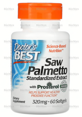 Пальма сереноа, Со Пальметто, Saw Palmetto, Doctor's Best, экстракт, 320 мг, 60 капсул