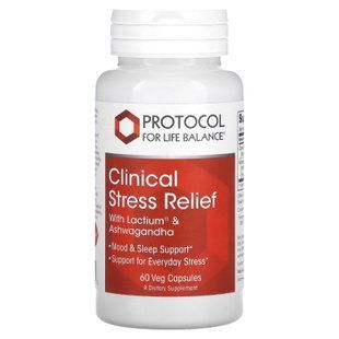 Ашваганда та Лактіум, Clinical Stress Relief, Protocol for Life Balance, клінічне зняття стресу, 60 вегетаріанських капсул