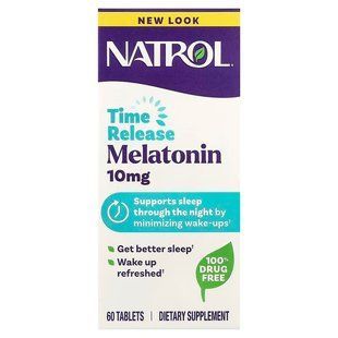 Мелатонін, Melatonin, Natrol, повільне вивільнення, 10 мг, 60 таблеток