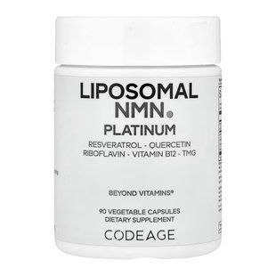 Ліпосомальний NMN з ресвератролом і кверцетином, Liposomal NMN Platinum, Codeage, 500 мг, 90 вегетаріанських капсул