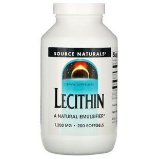 Лецитин, Lecithin, Source Naturals, 1200 мг, 200 капсул