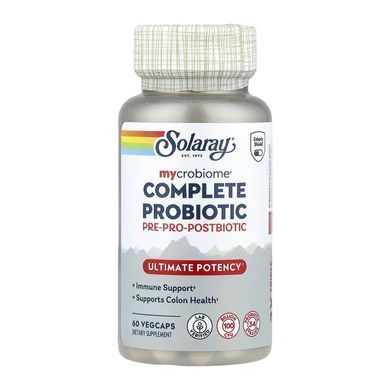 Комплексный пробиотик Ultimate Potency, Mycrobiome Complete Probiotic Ultimate Potency, Solaray, 100 млрд КОЕ, 60 вегетарианских капсул