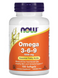 Омега 3 6 9, OMEGA 3-6-9, Now Foods, 1000 мг, 100 капсул