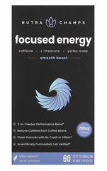 Комплекс для вироблення енергії, уваги та продуктивності (L-теанин, кофеїн і мате), NutraChamps, Focused Energy, 60 капсул
