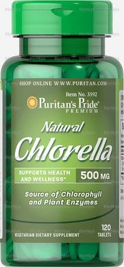 Хлорелла, Natural Chlorella, Puritan's Pride, 500 мг, 120 таблеток