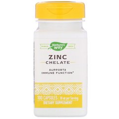 Хелат цинку, Zinc Chelate, Nature's Way, 30 мг, 100 капсул