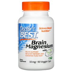 Магній для мозку, Brain Magnesium with Magtein, Doctor's Best, 50 мг, 90 капсул