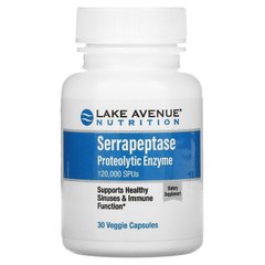 Серрапептаза, протеолитический фермент, Serrapeptase, Proteolytic Enzyme, Lake Avenue Nutrition, 120000 SPU, 30 вегетарианских капсул