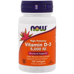 Витамин Д-3, Д3, Vitamin D-3, D3, Now Foods, 5000 МЕ, 120 капсул