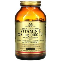 Витамин Е, Natural Vitamin E, Solgar, 400 МЕ, 250 капсул