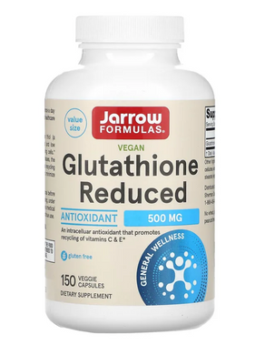 Глутатион, Glutathione Reduced, Jarrow Formulas, 500 мг, 150 вегетарианских капсул