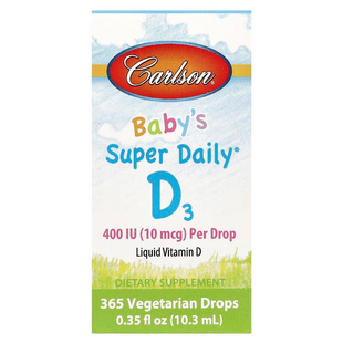 Витамин D3, Baby's Super Daily D3, Carlson, для детей, 10 мкг (400 МЕ), 10,3 мл