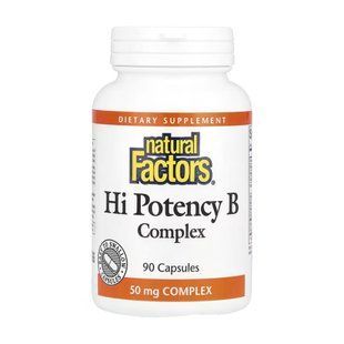 Витамины группы B, Hi Potency B Complex, Natural Factors, B-50, 90 капсул