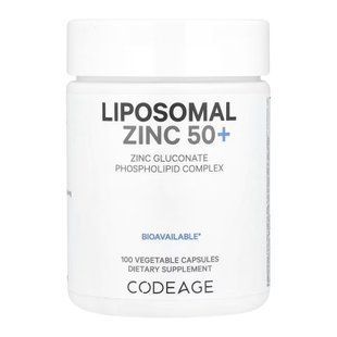 Липосомальный цинк, Liposomal Zinc 50+, Codeage, 50 мг, 100 вегетарианских капсул