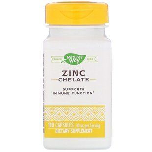 Хелат цинка, Zinc Chelate, Nature's Way, 30 мг, 100 капсул