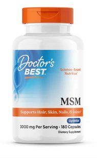 Метилсульфонілметан, МСМ, MSM, Doctor's Best, 1000 мг, 180 капсул