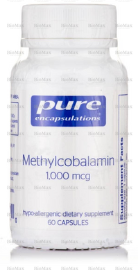 Витамин В12 (метилкобаламин), Methylcobalamin Advanced Vitamin B12, Pure Encapsulations, 1000 мкг, 60 капсул