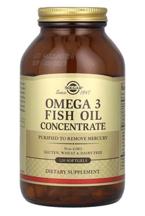 Омега-3, Omega-3 Fish Oil, Solgar, концентрат рыбьего жира, 120 гелевых капсул