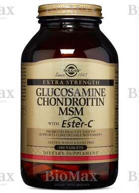 Для суставов и связок, Glucosamine Chondroitin MSM Ester-C, Solgar, 180 таблеток