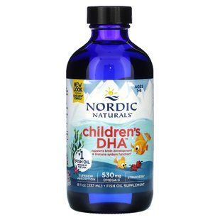 Рідкий риб'ячий жир для дітей віком від 1 до 6 років, Children's DHA, Nordic Naturals, полуниця, 530 мг, 237 мл