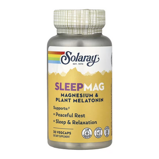 Магній гліцинат з рослинним мелатоніном, SleepMag, Solaray, 50 мг/1 мг, 30 вегетаріанських капсул