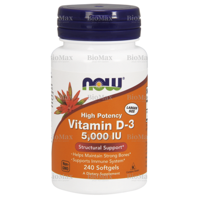 Витамин Д-3, Д3, Vitamin D-3, D3, Now Foods, 5000 МЕ, 240 капсул