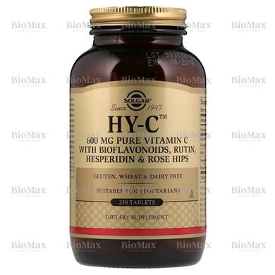 Вітамін С з біофлавоноідами, HY-C, Vitamin C, Solgar, 600 мг, 250 таблеток