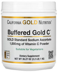 Буферизований вітамін C у формі порошку, аскорбат натрію, Buffered Gold C, California Gold Nutrition, 1000 мг, 1 кг