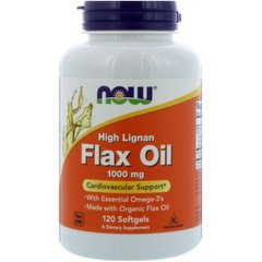 Льняное масло, Flax Oil, Now Foods, 1000 мг, 120 капсул