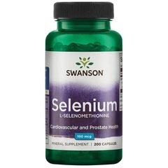 Селен L-селенометіонін, Selenium L-Selenomethionine, Swanson, 100 мкг, 200 капсул