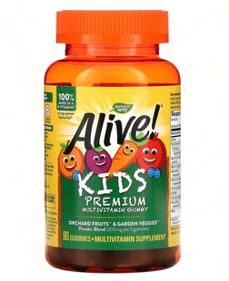 Мультивітаміни для дітей, вишня, виноград і апельсин, Alive! Multi-Vitamin, Nature's Way, 90 жувальних цукерок