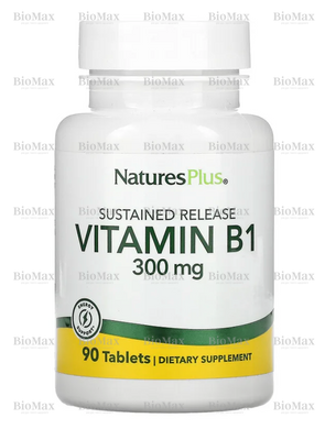 Тиамин (Vitamin B-1), Nature's Plus, Витамин В1, 300 мг, 90 таблеток