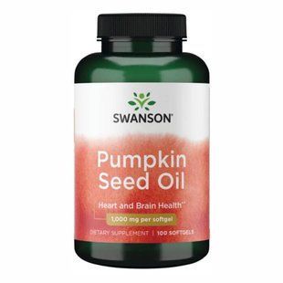 Гарбузова олія, Pumpkin Seed Oil, Swanson, 1000 мг, 100 гелевих капсул