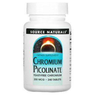 Хром піколінат, Chromium Picolinate, Source Naturals, 200 мкг, 240 таб.