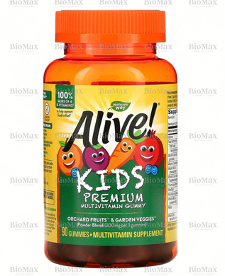 Мультивітаміни для дітей, вишня, виноград і апельсин, Alive! Multi-Vitamin, Nature's Way, 90 жувальних цукерок