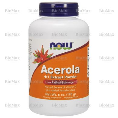 Ацерола, Acerola 4:1, экстракт в порошке, Now Foods, 170 г