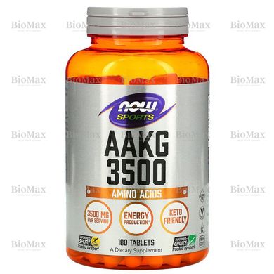 L-аргинин-альфа-кетоглутарат 3500, AAKG 3500, Now Foods, 180 таблеток
