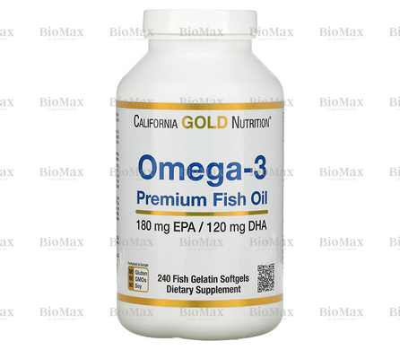Риб'ячий жир, Омега 3, California Gold Nutrition, ЭПК 360 мг/ДГК 240 мг, 240 капсул
