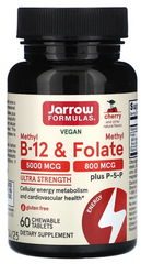 Метилфолат і метил B-12, Methyl B-12 & Methyl Folate, Jarrow Formulas, вишня, 60 льодяників