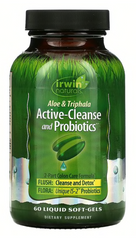 Комплекс для очистки кишечника с алоэ, трифалой и пробиотиками, Active-Cleanse and Probiotics, Irwin Naturals, 60 гелевых капсул